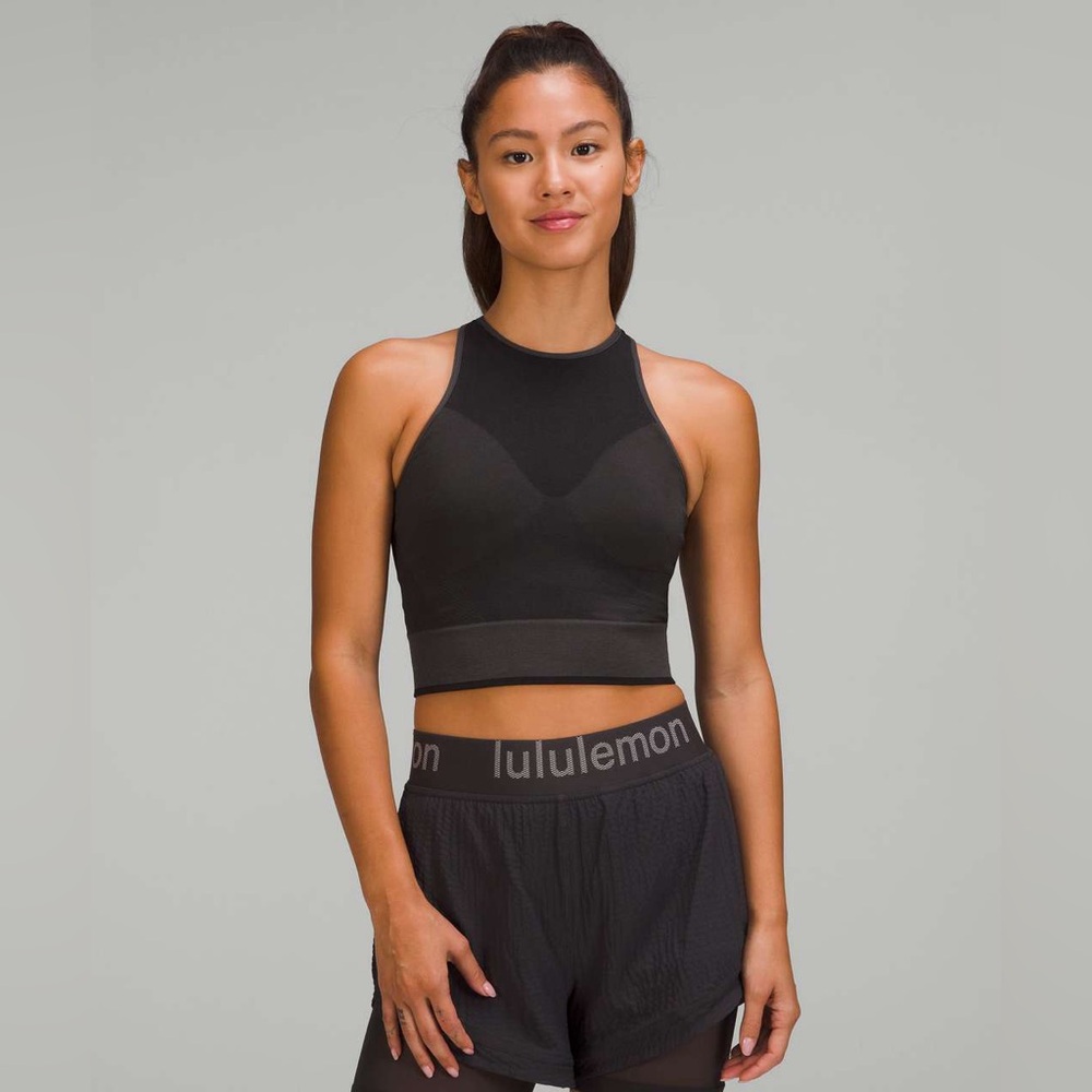 Lululemon NWT Seamless Mesh Supportive Training Tank Top Sz 8 Graphite Grey
